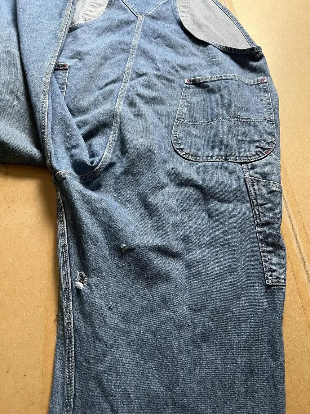 Dickies Overalls Mens One Size 44W 34L Blue Denim Relaxed Workwear Pockets